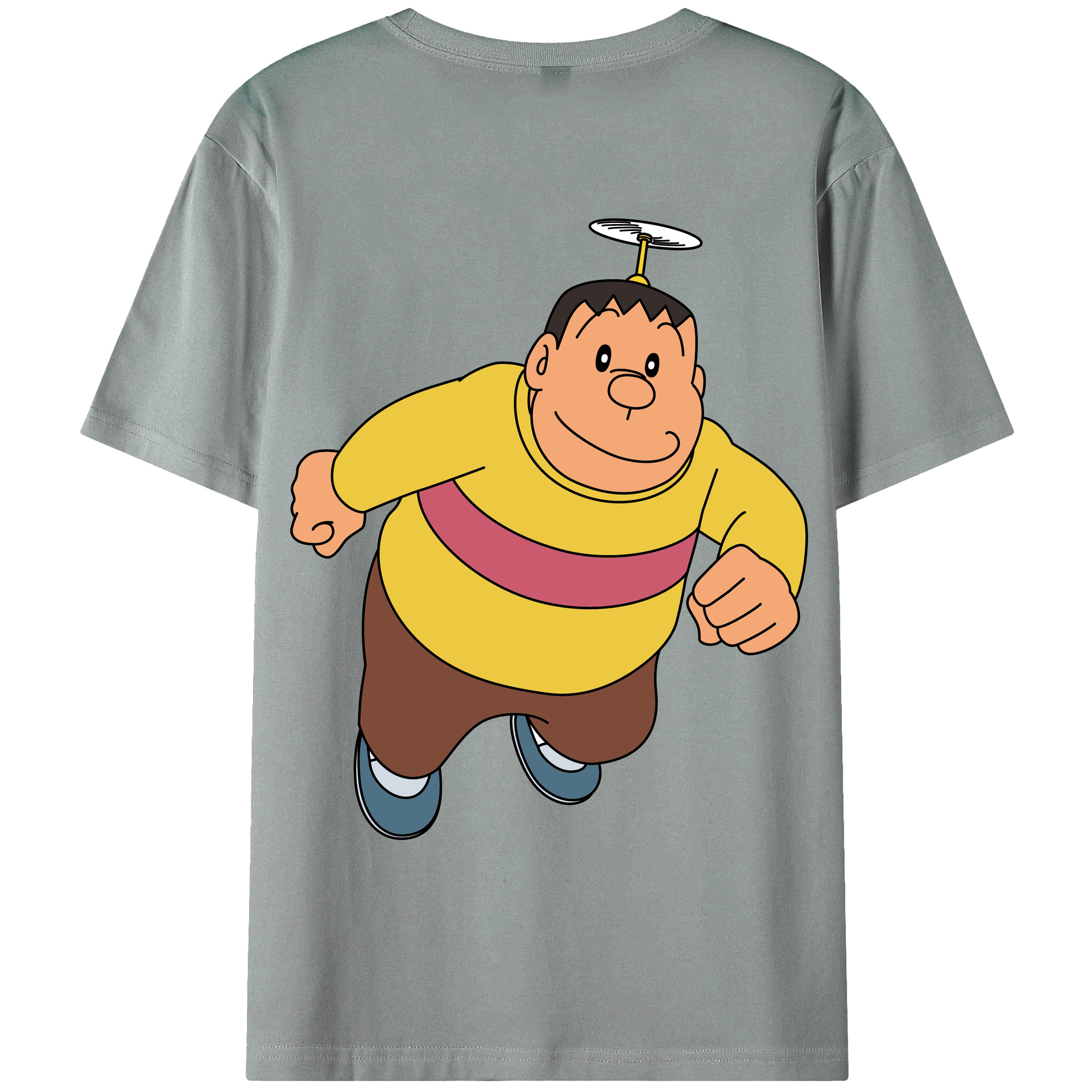 （画像用） ドラえもん 剛田武 Doraemon Gouta Takeshi 綿100％ メンズ半袖Tシャツ（バックプリント） 通気性